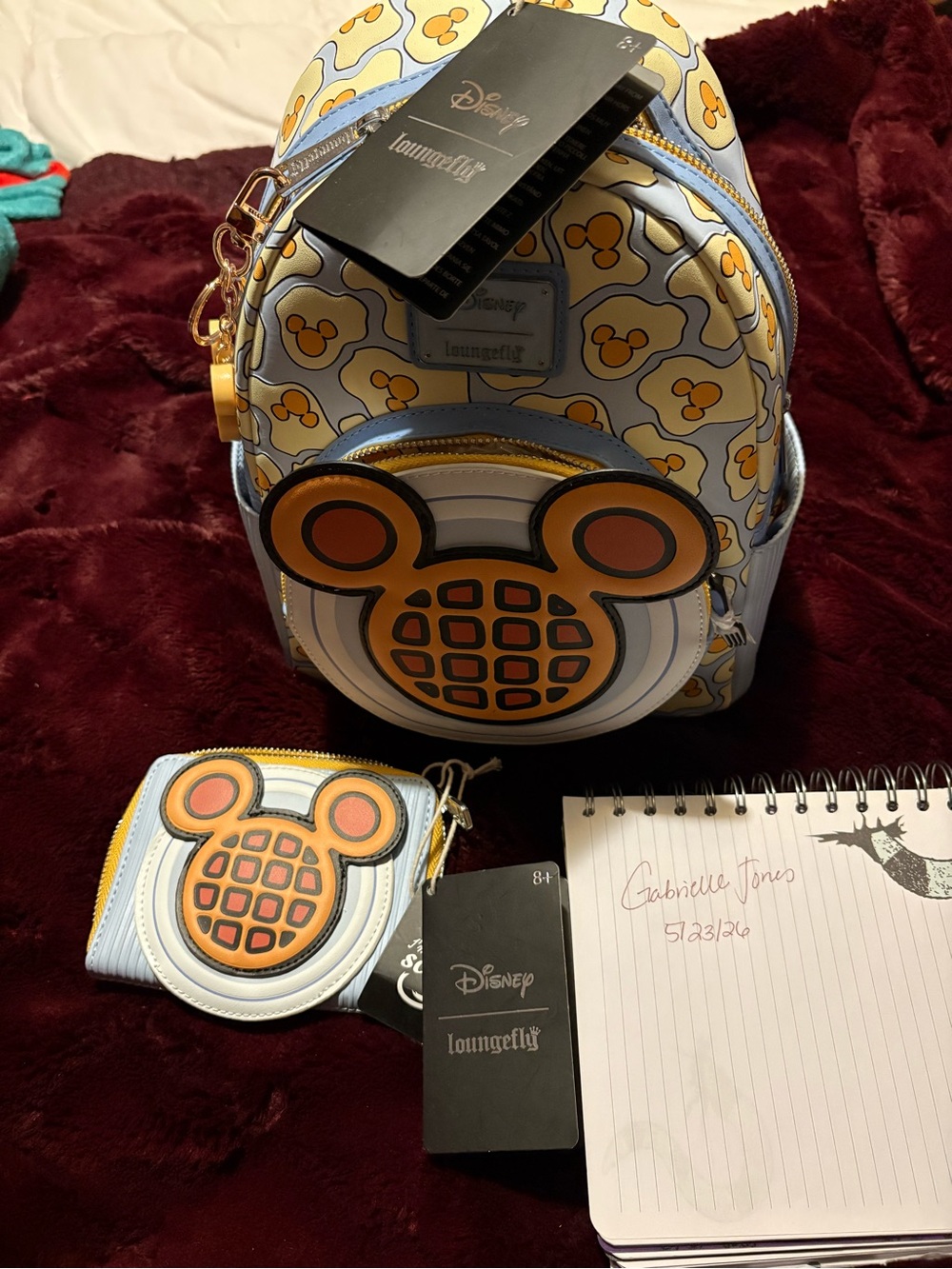 Loungefly Mickey Waffle Mini Backpack and Wallet